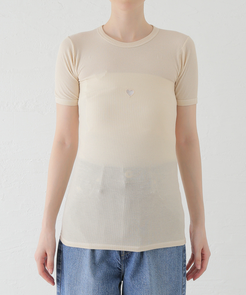tシャツ BASERANGE HEART SHORT SLEEVE レディース BASERANGE tシャツ 「BASERANGE/ベースレンジ」HEART SHORT