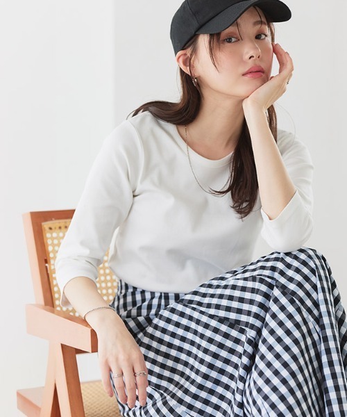 Pierrot（ピエロ） tシャツ 七分袖シンプルTシャツ レディース