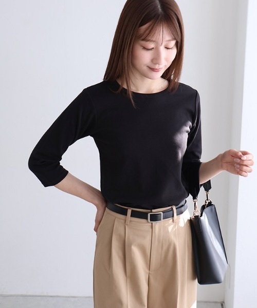 Pierrot（ピエロ） tシャツ 七分袖シンプルTシャツ レディース