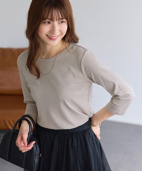 Pierrot（ピエロ） tシャツ 七分袖シンプルTシャツ レディース