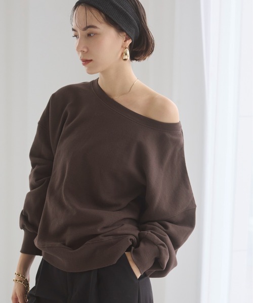 ANGIE トレーナー スウェット オフショルダー 裏毛 トップス