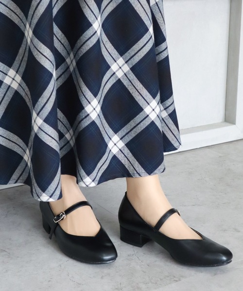 パンプス 晴雨兼用 メリージェーン Vカットパンプス レイン「日本製