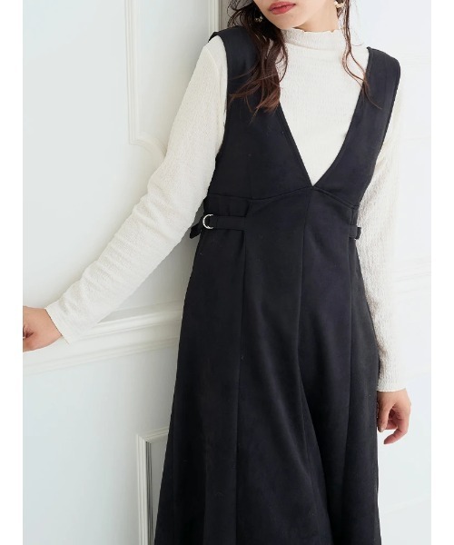 LUDIC PARK ジャンパースカート バックリボンスエードポンチジャンパー