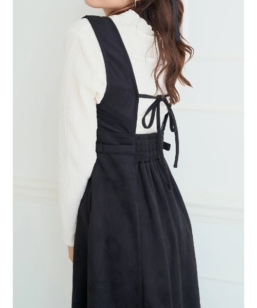 LUDIC PARK ジャンパースカート バックリボンスエードポンチジャンパー