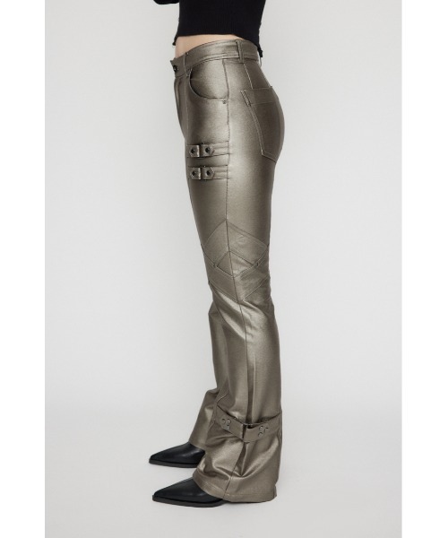 LAGUA GEM パンツ 新作 LAGUA GEM（ラグアジェム） スラックス パンツ BELT LUSTER フレア