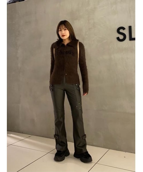 LAGUA GEM（ラグアジェム） スラックス パンツ BELT LUSTER フレア