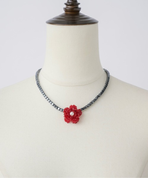 チョーカー 花 musubore（ムスボレ） チョーカー 「 select 」red flower bees choker