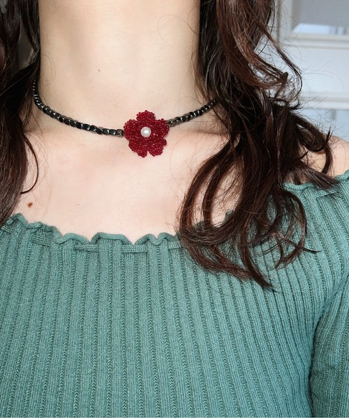 musubore（ムスボレ） チョーカー 「 select 」red flower bees choker