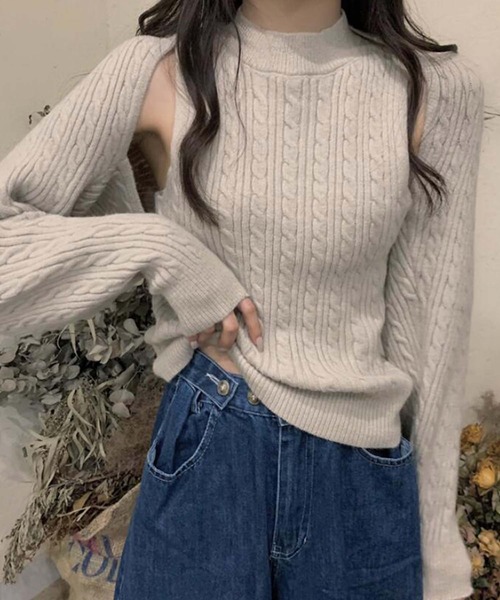 「Ulysses」 ニットアンサンブル F キャメル レディース_画像3