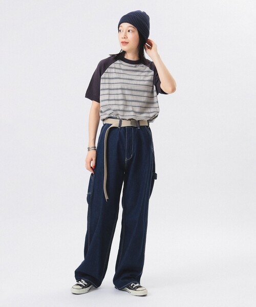 ビームスボーイ ジャカード ラグラン ショートスリーブ セール】ボーイ ジャカード ラグラン ショートスリーブ（Tシャツ