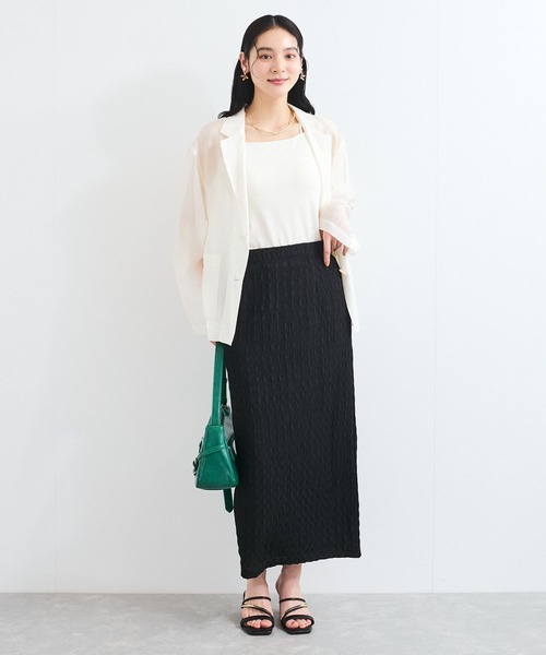 VIS（ビス） ロング スカート 「新色追加」「接触冷感」膨れジャガード