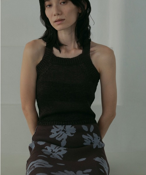 anuke（アンヌーク） タンクトップ ノースリーブ Strawyarn Knit
