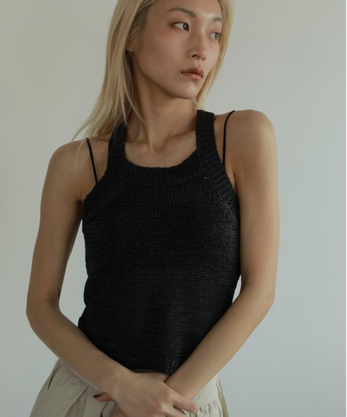 anuke（アンヌーク） タンクトップ ノースリーブ Strawyarn Knit 
