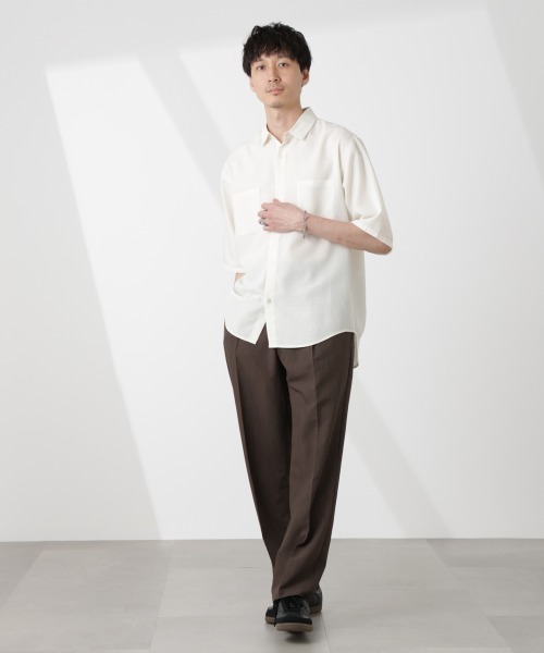 NANO universe シャツ テックリネンシャツ 半袖 メンズ