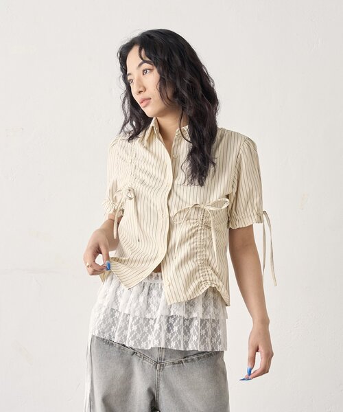 Six M ブラウス シャツ 「SixM/シックスエム」ギャザーリボン