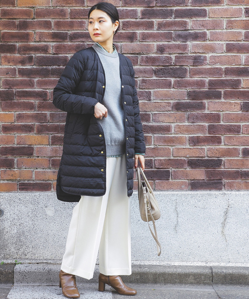 「BEAMS HEART」 ダウンコート MEDIUM オリーブ レディース_画像3