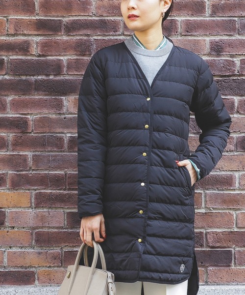 「BEAMS HEART」 ダウンコート MEDIUM オリーブ レディース_画像6