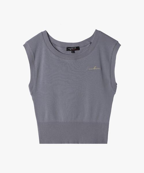 tシャツ ”b.” ロゴ刺繍 コットンニット ベスト ”Ovaline” レディース