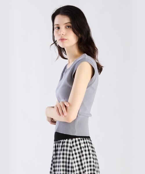tシャツ ”b.” ロゴ刺繍 コットンニット ベスト ”Ovaline” レディース