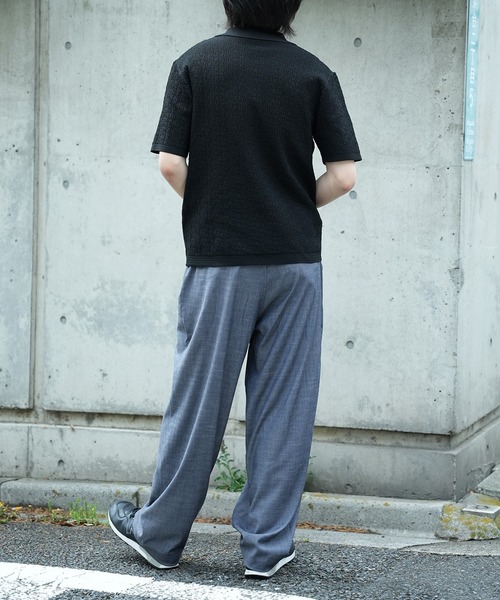 BOTT 総柄ジャガードポロ　ブルーXXL BoTT (ボット)22SS スクエアロゴジャガードポロシャツ bott
