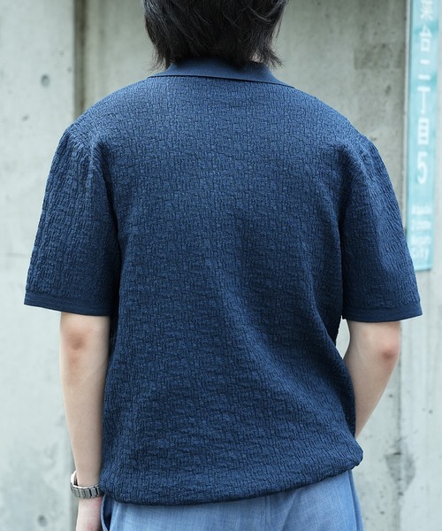 BOTT 総柄ジャガードポロ　ブルーXXL BOTT 総柄ジャガードポロ ブルーXXL