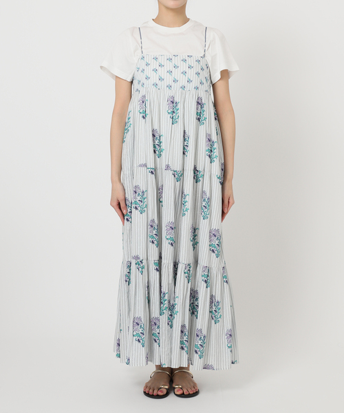 お値段交渉可‼️ヌキテパ COTTON JACQUARD LILY PRIN❤️ Cotton Jacquard Lily Print Flare Dress | Pasand by ne