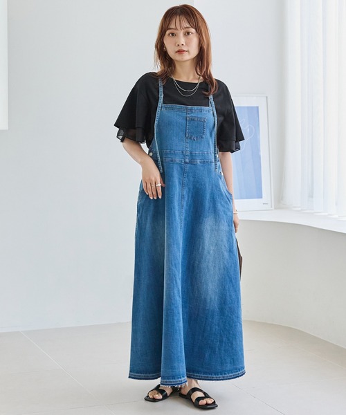 【美品】anana 定価1.7万 デニムジャンパースカート ブルー LAVEANGE ジャンパースカート デニムジャンパースカート