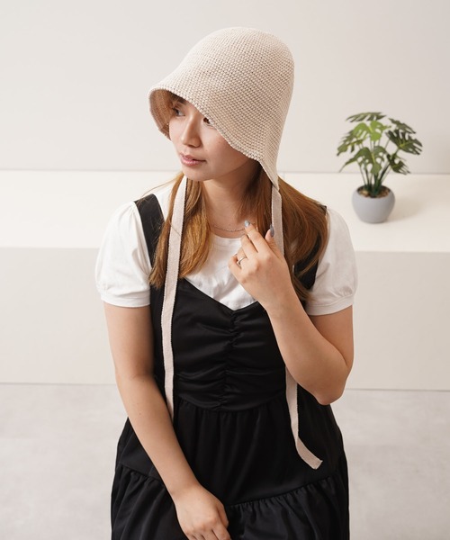 帽子 ハット リボン付き ボンネットハット / Bonnet hat with ribbon
