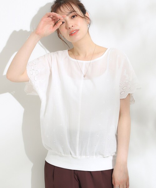 DRESKIP（ドレスキップ） tシャツ 半袖 スカラップ刺繍レースが目を