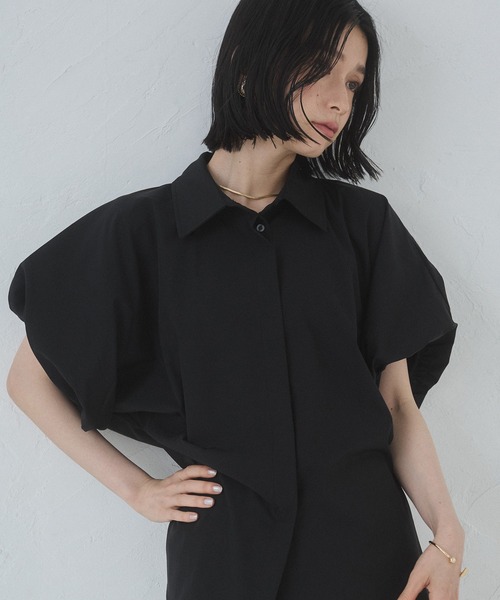 ブラウス シャツ 「接触冷感」 パフスリーブシャツ レディース