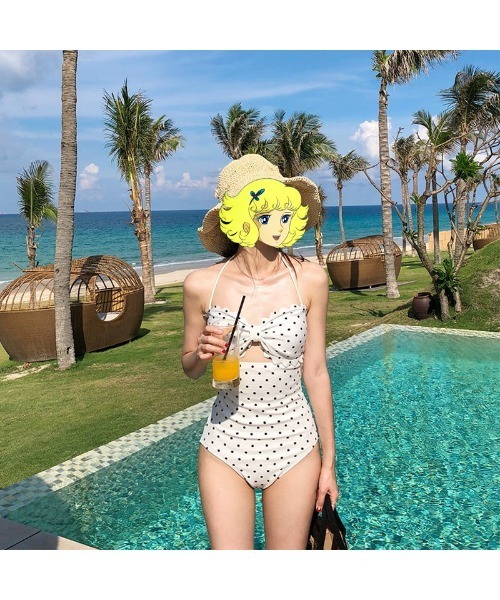 未使用★ピンキー＆ダイアン★ドット柄シフォンガーデン付ビキニ・水着 4点セット 未使用☆ピンキー＆ダイアン☆ドット柄シフォンガーデン付ビキニ・水着
