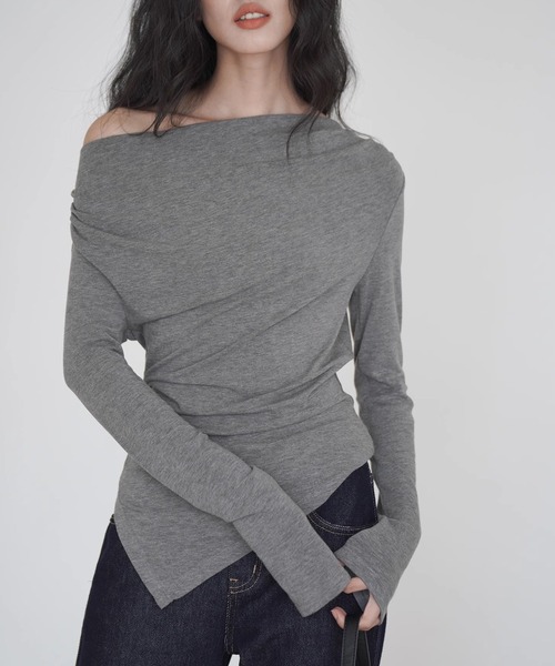 EIGHTHMONTH tシャツ オフショルダーアシメトップス EM25a020