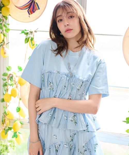 Chesty（チェスティ） tシャツ カスミソウ刺繍Tシャツ レディース