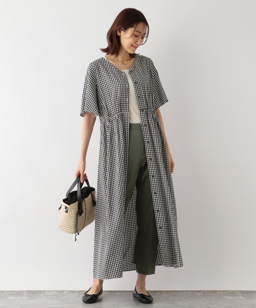 「GLOBAL WORK」 半袖ワンピース LARGE ベージュ系その他2 レディース_画像7