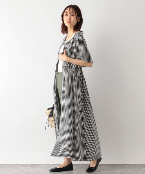 「GLOBAL WORK」 半袖ワンピース LARGE ベージュ系その他2 レディース_画像9