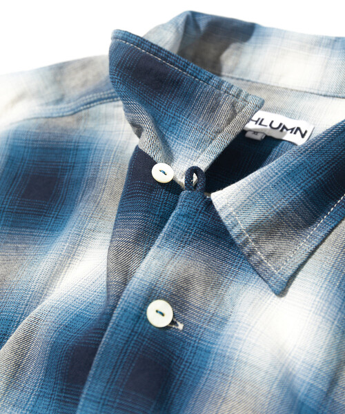 CAHLUMN（カウラム） シャツ Magazine Pocket Open Collar Shirt(Ombre
