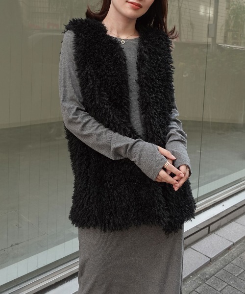 CORNERS（コーナーズ） ベスト ジレ プードルボアベスト レディース