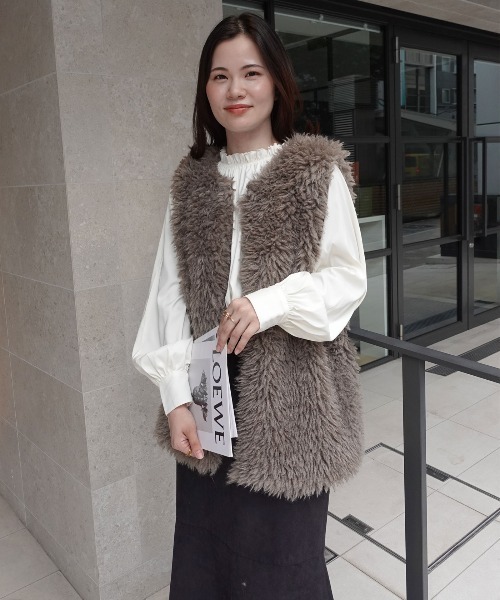 CORNERS（コーナーズ） ベスト ジレ プードルボアベスト レディース