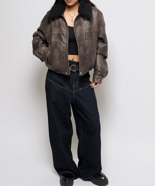 Who's who gallery 3wayヴィンテージライクレザージャケット UNISEX/サイズ展開あり】3way ヴィンテージライクレザーボア