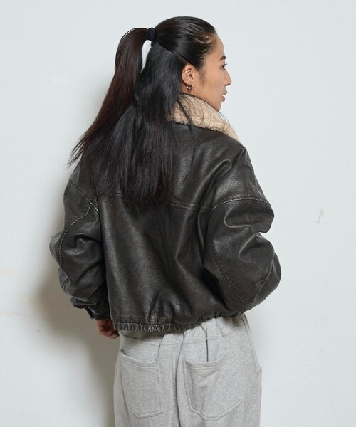 【WHO'S WHO gallery】ヴィンテージ風レザーブルゾン　ブラック パル PAL 【WHO'S WHO gallery】ヴィンテージライクレザー