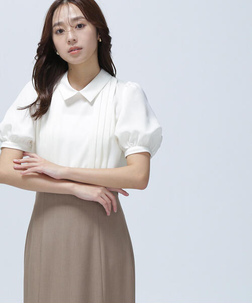 「NATURAL BEAUTY BASIC」 半袖ブラウス SMALL ベージュ レディース_画像4