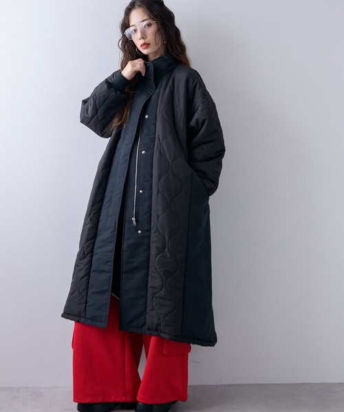 bohmal（ボマール） コート アウター キルト切替スタンドロングコート