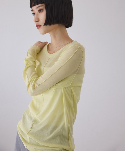 adam et rope' シアートップス ADAM ET ROPE'｜シアークルーネックトップス | Rakuten Fashion(楽天
