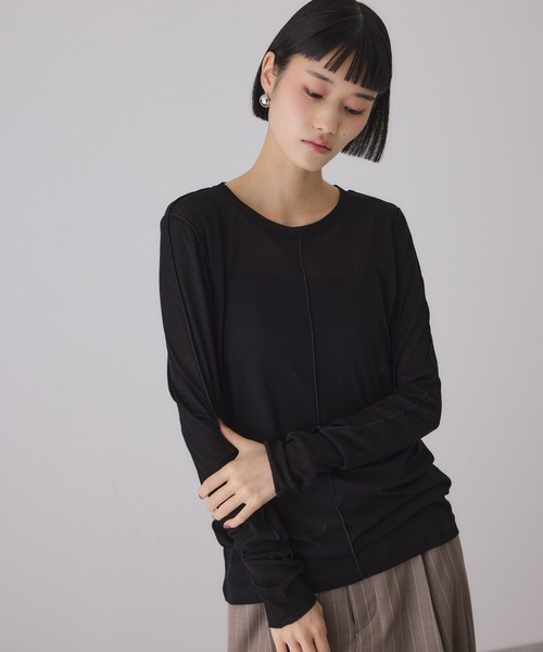 2023 完売品　ADAMETROPE'FEMME シアーロンT 黒　新品未使用 ADAM ET ROPE'（アダムエロペ） tシャツ シアーフライスロンT
