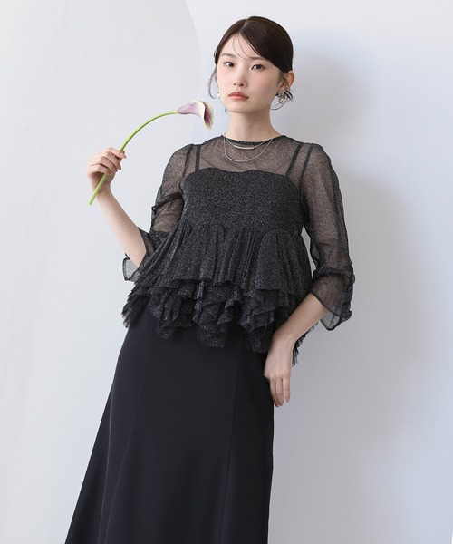 Kana パーティードレス ドレス ラメチュール ペプラム Iライン