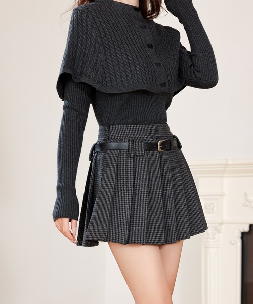 PLEATS PLEASE ISSEY MIYAKE 千鳥格子 スカート ウール混紡千鳥格子スカート プリーツスカート ウールスカート S-XL