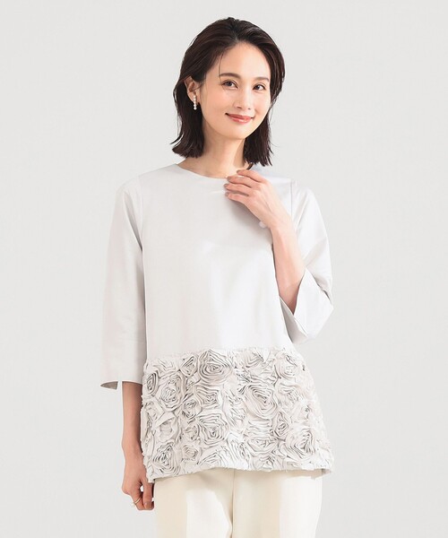 Demi-Luxe BEAMS モールヤーン フラワー ブラウス Demi-Luxe BEAMS（デミルクス ビームス） ブラウス シャツ フラワー