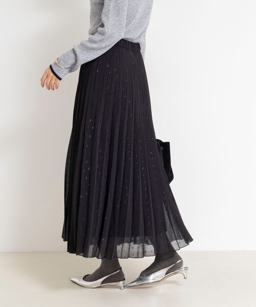 ノーリーズ（NOLLEY’S）/ウォッシャブルラメカットドビープリーツスカート NOLLEY'S（ノーリーズ） スカート ウォッシャブルラメカットドビー