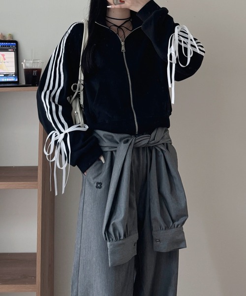 「nemne store」 ブルゾン フリー ブラック レディース_画像4