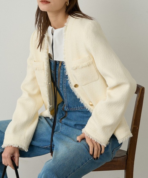 Loungedress（ラウンジドレス） ツイードジャケット FREE オフホワイト